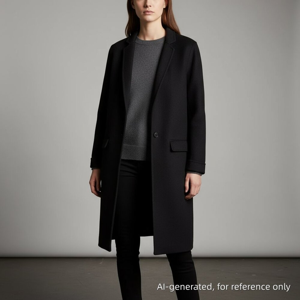 Mackage Black Long Wool-Blend Single-Button Coat